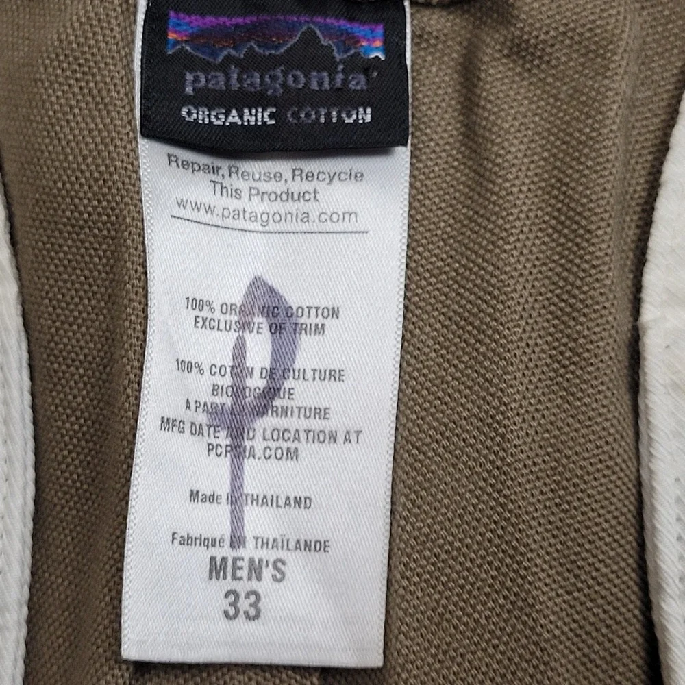 Patagonia Pants Mens 33x34 Khaki Organic Cotton Chino Straight Leg Preppy - Picture 9 of 16